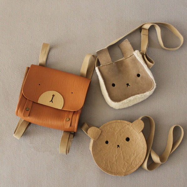 Pure Leather Cute Bear Bunny Girl Crossbody Bag