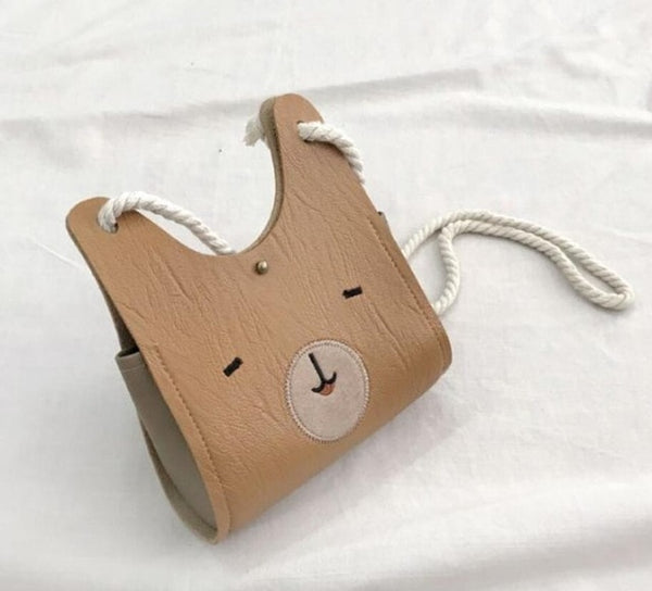 Pure Leather Cute Bear Bunny Girl Crossbody Bag