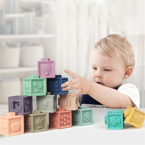 Colorful Soft Rubber Blocks Baby Mental Development Toy