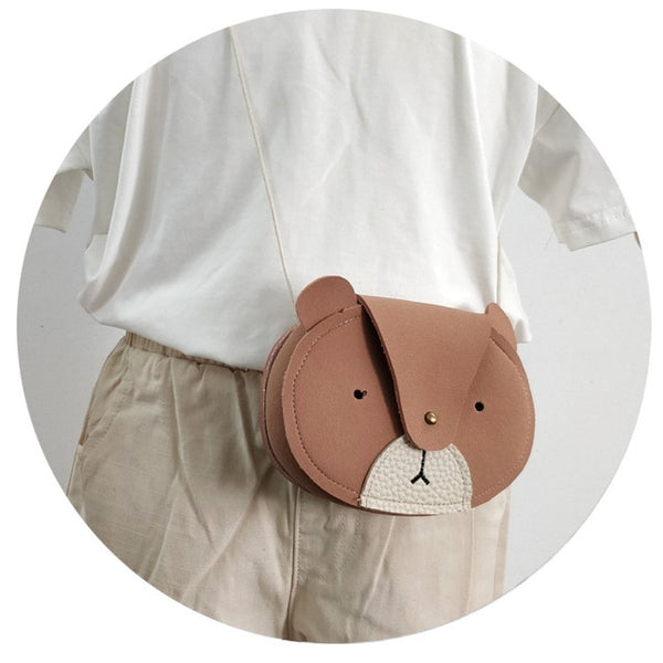 Pure Leather Cute Bear Bunny Girl Crossbody Bag