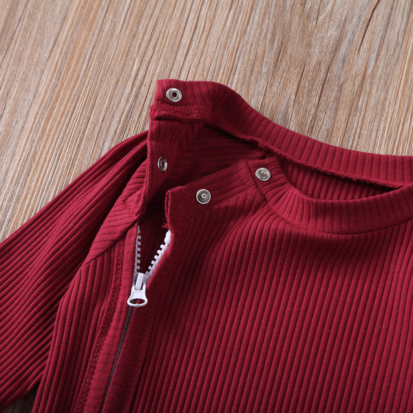 Ribbed Romper With Zipper