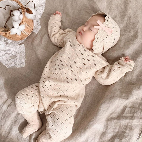 Ashley Knitted Romper & Bonnet