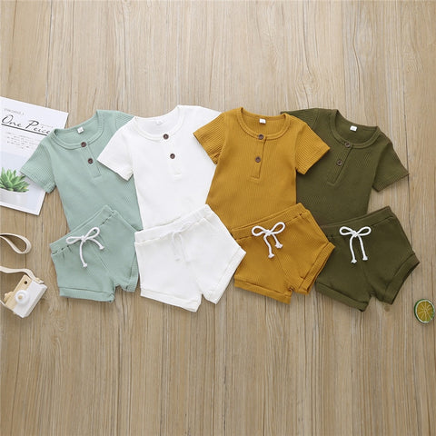 Button T-shirt & Shorts Set