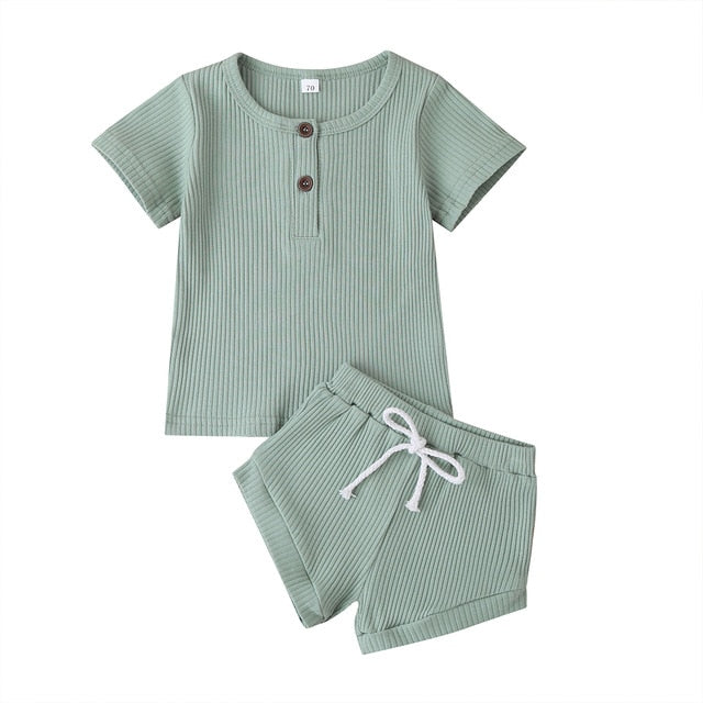 Button T-shirt & Shorts Set