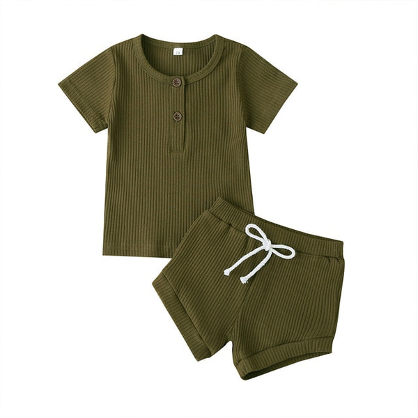 Button T-shirt & Shorts Set