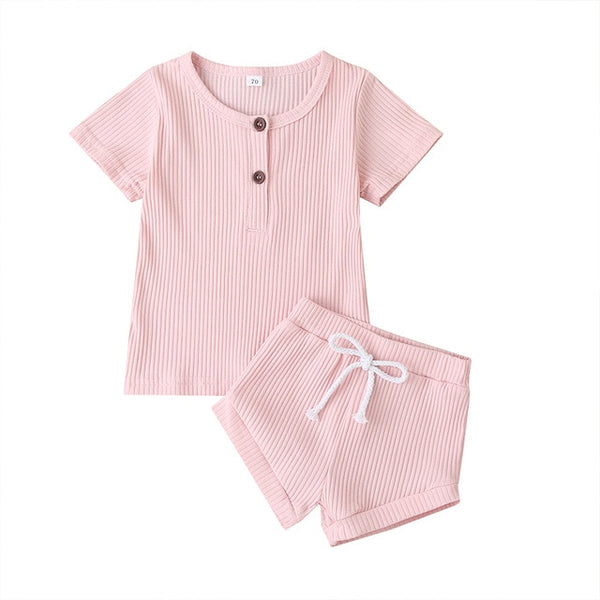 Button T-shirt & Shorts Set