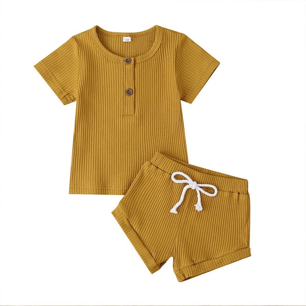 Button T-shirt & Shorts Set