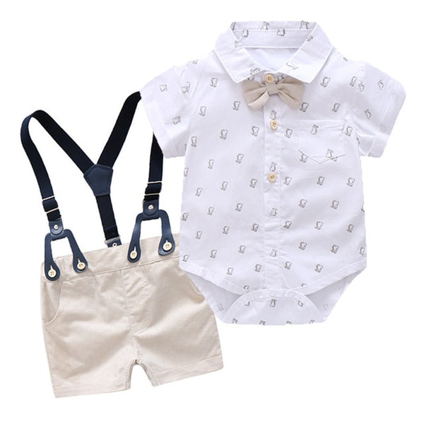 Infant Gentleman Striped Summer Suit With Bow