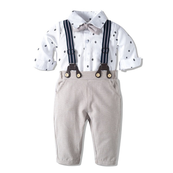 Infant Gentleman Striped Summer Suit With Bow