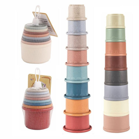 Eco Friendly Wheat Straw Stacking Cup Set