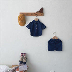 Denim Shirt & Shorts Set